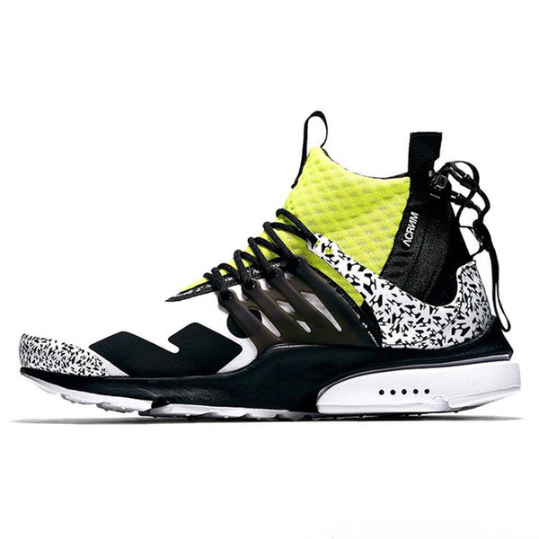 2019 Acronym x Presto Mid Outdoor Shoes for Men Women Hot Lava Dynamic Yellow Racer Pink Cool Grey Mens Trainer Sports Sneakers 36-46