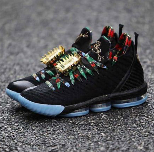 New lebron 16 Watch The Throne Men Basketball Shoes Black Metallic Gold-Rose Frost James 16 KC Gold Lacelocks Mens Athletic Sports Trainer