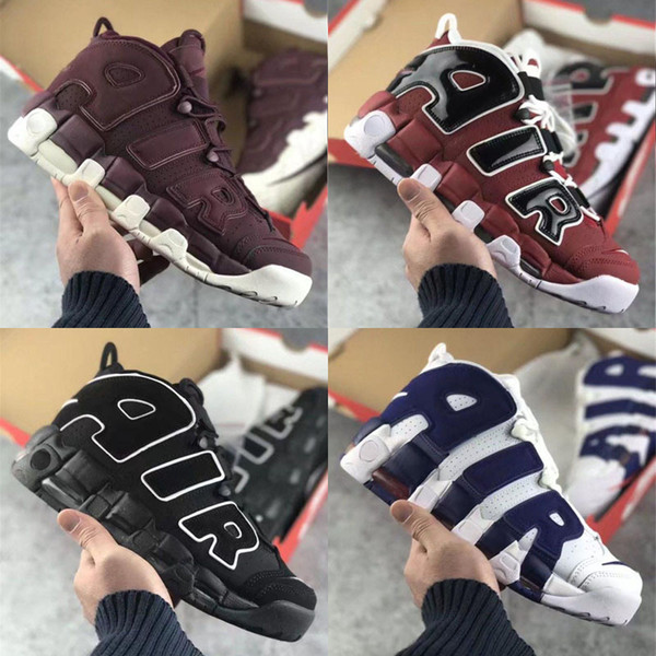 2018 New 96 QS Olympic Varsity Maroon more Mens Outdoor Shoes 3M Scottie Pippen air Uptempo Chicago Trainers Sports Sneakers Size 40-47