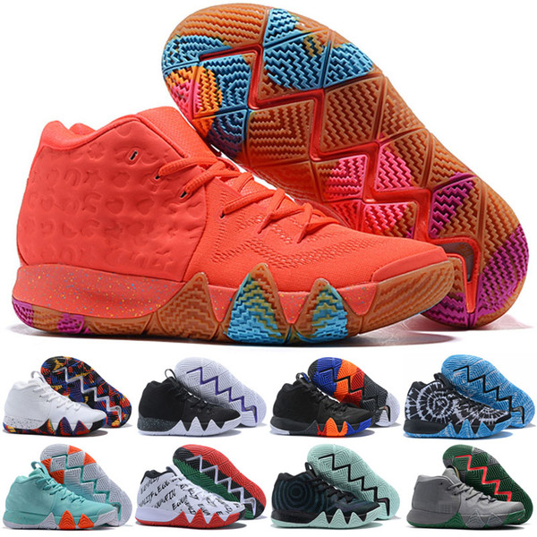 New Kyrie Outdoor Shoes Mens Kyrie Shoes Top Quality Irving 4s 4 Purple Yellow Black White Sports Sneakers Size 40-46