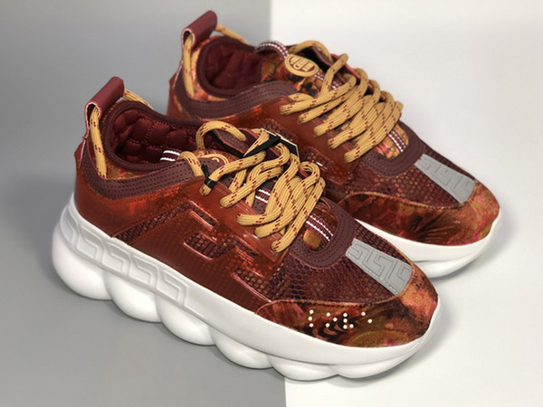 Men Luxury Designer Chain Reaction Sports Sneakers Women Casual Outdoor Shoes Fashion Thrick Bottom Red Style Lightweight Outdoor Shoes