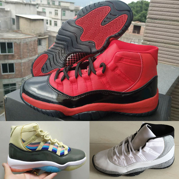 New Jumpman 11 XI White cement 3D colorful Men Outdoor Shoes Sports designer Sneakers high quality cheap male trainers red Discount