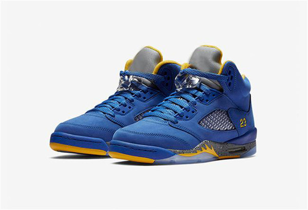 2019 Newest Authentic 5 JSP Laney Man Woman Basketball Shoes 5s Blue Suede Sports CD2720-700 3M Reflective Athletic Sneakers With Box