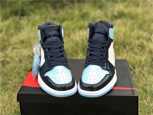 2019 Top Authentic Air High OG 1 Retro UNC Patent Basketball Shoes Snekaers 6Jordan WMNS ASG Obsidian Blue Chill White CD0461-401 With Box