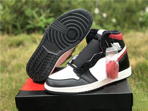 Hottest 2019 1 OG High Black Gym Red Mens Basketball Shoes Black Gym Red White Sail 555088-061 Outdoor Shoes Sneakers With Box