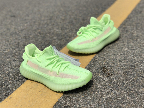 Authentic 350S V2 GID Glow In The Dark EH5360 Kanye West Man Women Running Shoes Black FU9161 Clay Static EF2905 Outdoor Shoes Size 5-12