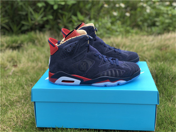 2019 New Arrival 6 DB Doernbecher Men Basketball Shoes Midnight Navy White Varsity Red Metallic Gold 392789-401 Running Sneakers Size 7-13