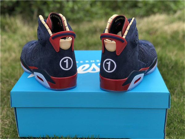 2019 Release 6 DB Doernbecher Men Basketball Shoes Midnight Navy White Varsity Red Metallic Gold 392789-401 Authentic Shoes With Box