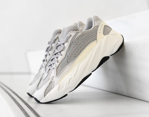 With Box Newest 700 V2 Static Running Shoes EF2829 Kanye West Basf White Grey Athletic Sports Shoes Sneakers Size 36-45