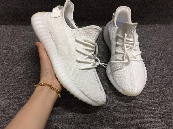 2019 New Kanye West 350 V2 Mens Running Shoes Triple White DIY 350 v2 Women Designer Training Sneakers With Box Size 36-46