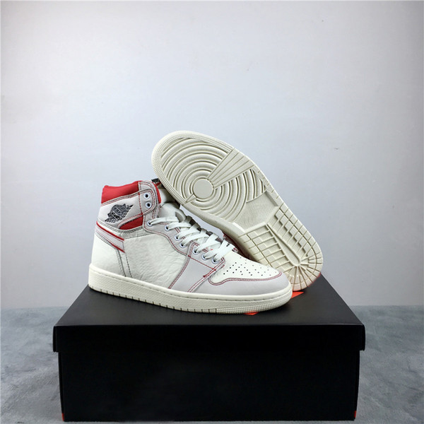 2019 High Quality 1 High OG Sail Red Men Basketball Shoes 1s University Red Womens Sports Sneakers With Box 555088-160