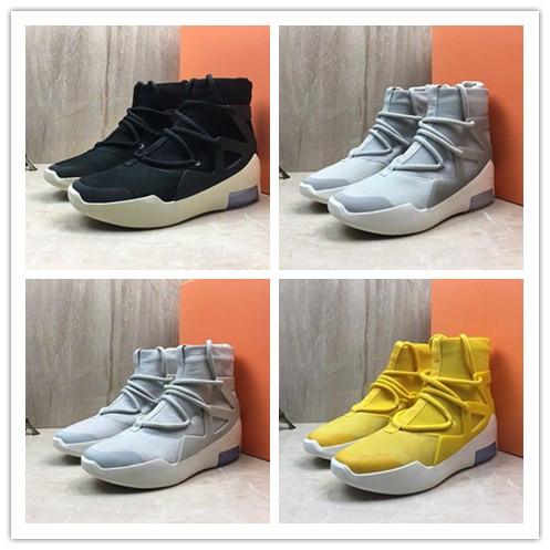 Newest Fear of God 1 Men Designer Shoes Sneakers AR4237-002 Yellow FOG Boots Light Bone Black Sail Mens Basketball Shoes With Box