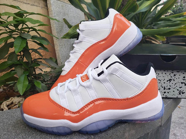 11s WMNS White Black Orange Mens Designer Shoes 11 Low Orange Trance Man Basketball Shoes Sports Sneaker With Box size 41-47