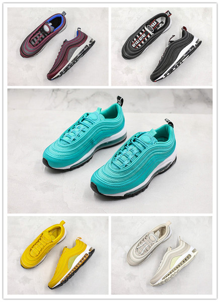 97 QS OG Women Men Running Shoes Mustard Night Maroon Hyper Jade Black White Bullet Sneakers 97s SE Premium Outdoor Sports Shoes