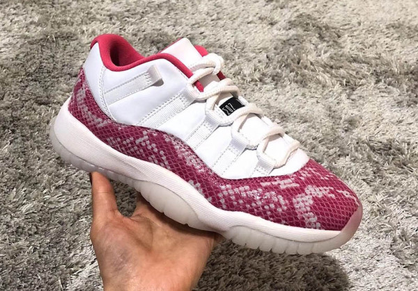 High Quality 11 Low WMNS Pink Snakeskin Women Basketball Shoes White Watermelon Black Women Designer Trainers Sneakers AH7860-106