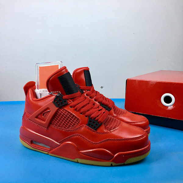 4 Singles Day Fire Red Basketball Shoes Cheap 4S WMNS Summit White Black Men  Athletic Sports Shoes AV3914-600 With Box