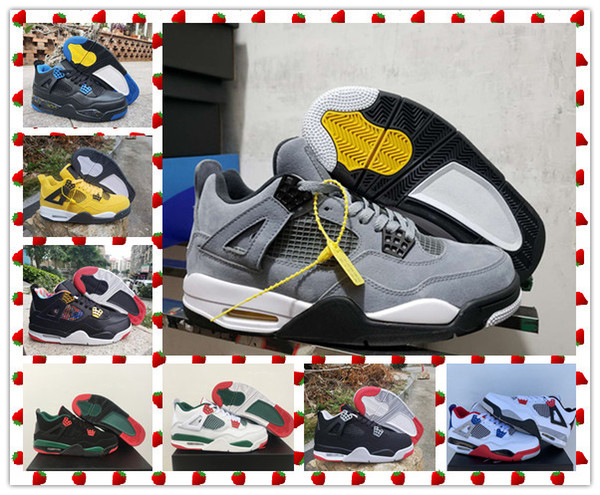 Travis x 4 Houston White Black Men Basketball Shoes Chinese New Year 4s Bred NRG Lightning Yellow Jumpman Sneakers Trainers With Box