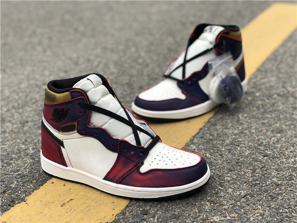 High Quality High 1 SB x OG Defiant Lakers Light Bone Mens Basketball Shoes CD6578-507 SB 1 Court Purple Athletic Sport Sneakers With Box