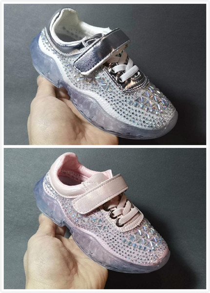hot style crystal shoes spring summer princess shoes 2019 new girls' water drill casual sneakers boys' running shoes