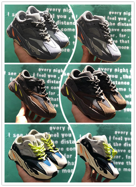 2019 Children Mauve 700 Boys Girls Running Shoes New 700 Inertia B75571 Kanye West Designer Sneakers With Box Size 28-35