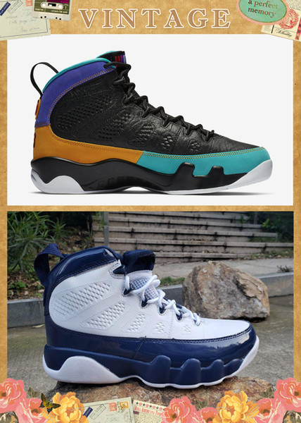 2019 New 9 Dream It Do It Black Red Dark Concord 302370-065men designer shoes 9 UNC White Blue Midnight Navy 302370-145 men basketball shoes