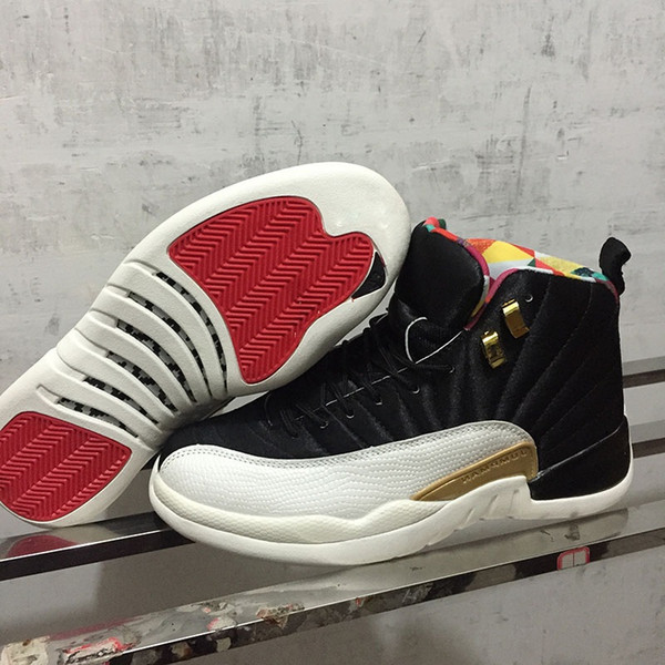 12 Chinese New Year Basketball Shoes 12s Black/Sail-Metallic Gold-True Red Sports Sneakers CI2977-006 Size 8-13 With Box