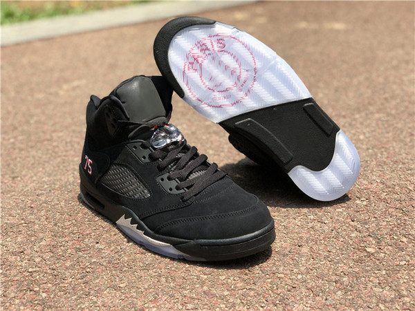 Newest Hot 5 PSG Basketball Shoes For Men Paris 75 Number Black White Challenge Red Designer Sports Sneakers AV9175-001 With Box