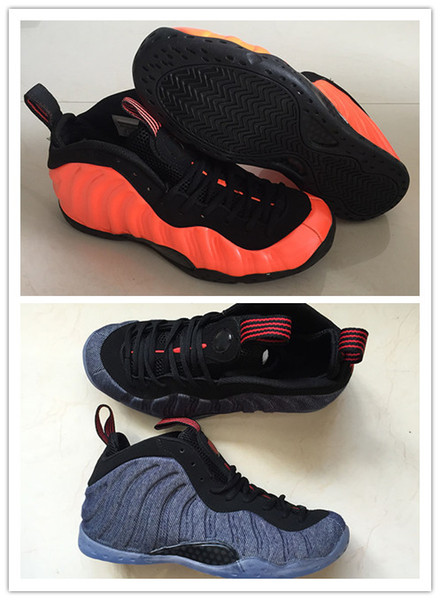 Hot Sale Penny Hardaway One Denim Basketball Shoes Foe Men 314996-404  High Quality Habanero Red/Black Mens Athletic Sport Shoes With Box