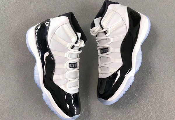 Newest 11 Concord Mens Basketball Shoes NO.45 White/Black-Dark Concord High Quality 11S Brand Designer Jogging Sneakers 378037-100