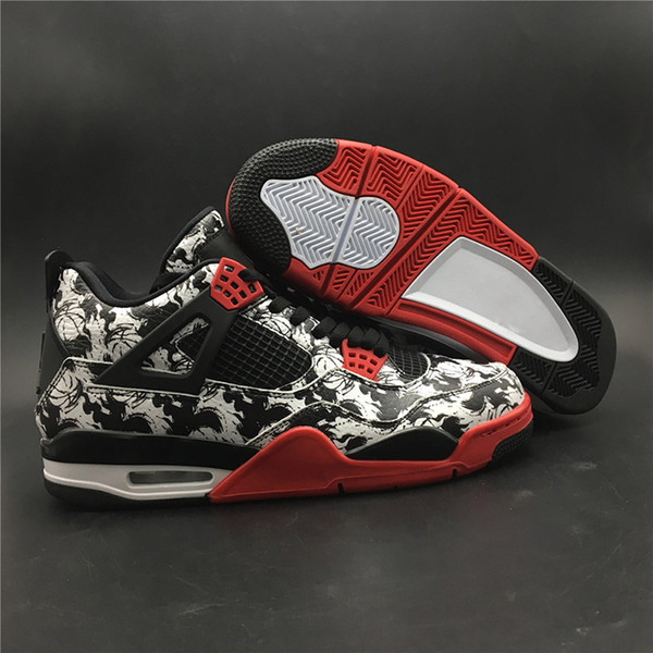 2018 Release 4 Tattoo Men Basketball Shoes 4s Fire Red White Mens Sports Trainers BQ0897-006 Sneakers With Box