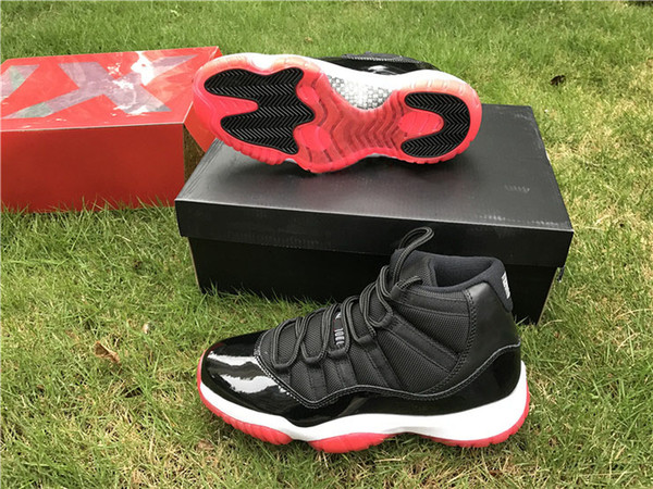 2018 New 11 Bred Basketball Shoes For High Quality 378037-010 Black/Varsity Red-White 11s Mens Outdoor Athletic Sports Shoes with box