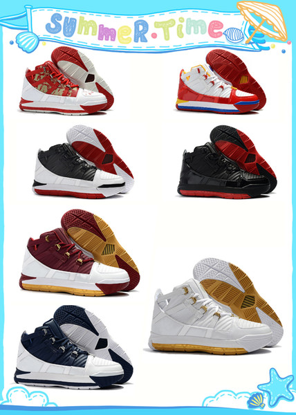High Quality LeBron 3 Home White Black AO2434-101 James 3 White Navy SuperBron Zoom CTK Men Basketball Shoes BQ2444-100 With Box