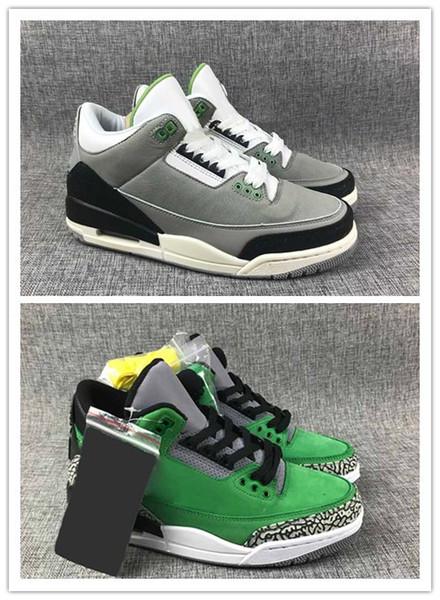 High Quality 3s PE Tinker Oregon Duck Green Men Basketball Shoes Tinker 3 Chlorophyll Light Smoke Grey Suede Designer Sneakers AJ3-867493