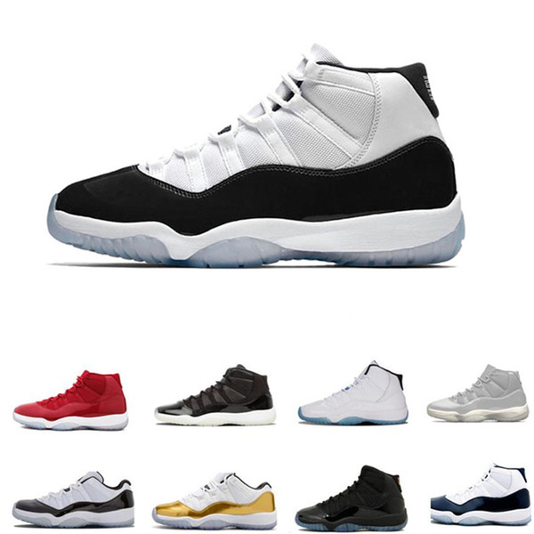 11 11s Men Basketball Shoes 2019 New Concord Platinum Tint Designer Sneakers XI Chicago Bred Space Jam Women Sports Shoes 36-47