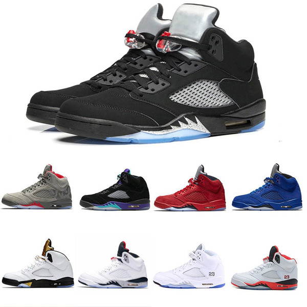 High Quality 5 5s Black Metallic 3M Reflect Black Grape Oreo Basketball Shoes Men 5s Red Suede CDP White Cement Sneakers With Box