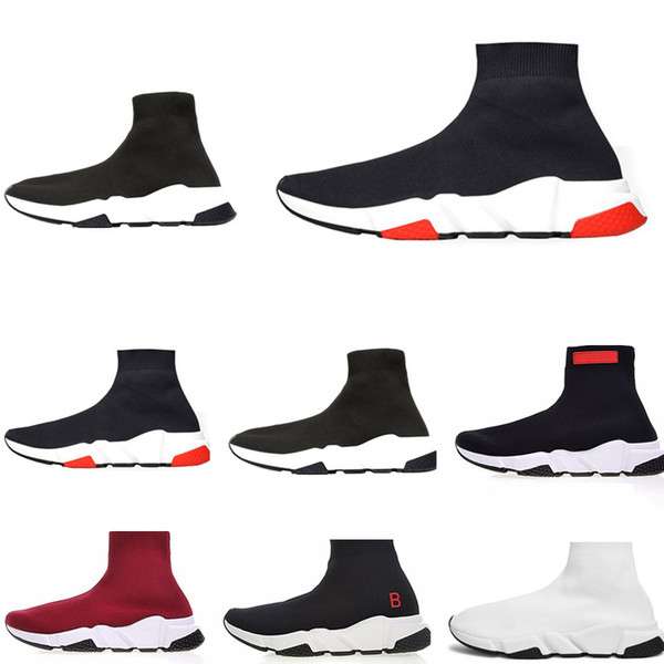 Cheap Designer Speed Trainer fashion men women Socks Boots black white blue red glitter Flat mens Trainers Sneakers Runner Casual Shoes