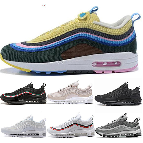 New 97 x UNDEFEATED OG UNDFTD Triple white balck green Silver Bullet Metallic Gold japan grey Men women sport shoe Sneaker 36-46