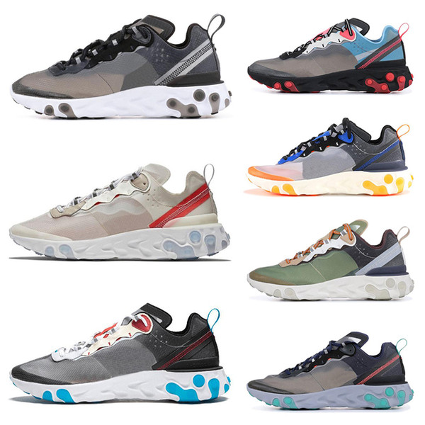 New Design 2019 Epic React Element 87 Running Shoes Hot Sell Mens Women White Black NEPTUNE GREEN Blue Trainer Breathable Sports Sneakers