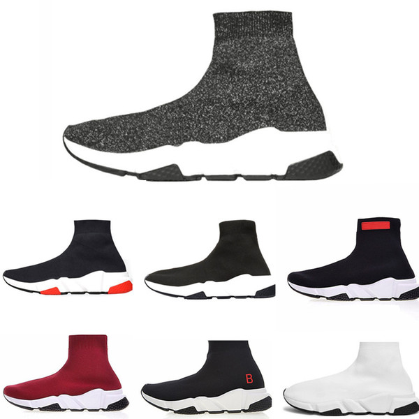 Designer Sneakers Speed Trainer Black Red Gypsophila Triple Black Fashion Flat Sock Boots Casual Shoes Speed Trainer Runner With Dust Bag