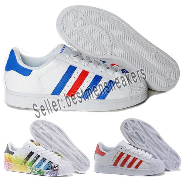 Free Shipping Superstar White Black Pink Blue Gold Superstars 80s Pride Sneakers Super Star Women Men Sport Casual Shoes EU SZ36-44