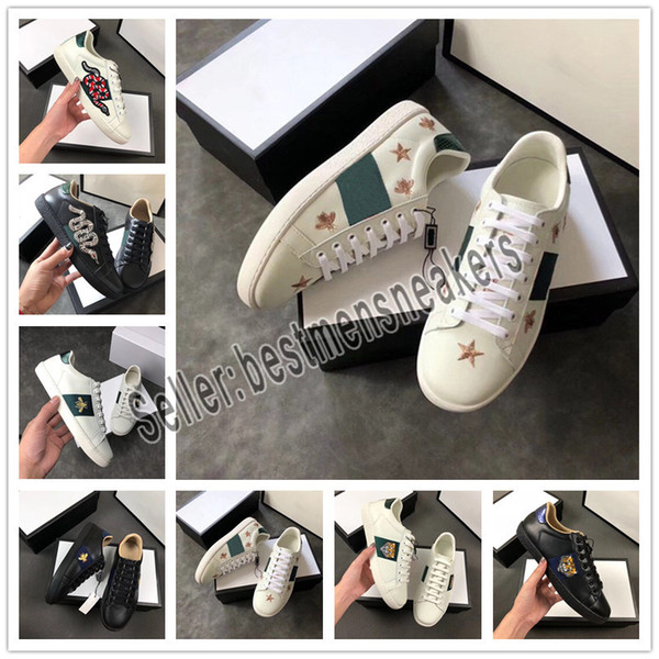 Ace Shoes Designer Shoes Casual Sneakers brand embroidery bee,flowers tigers fruit dragon Men and Women Sneakers