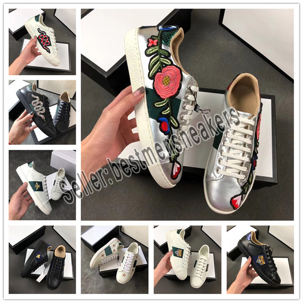 Big Size 36-45 us13 Plus Designer shoes Mix 15 models Ace Top leather Shoes Brand Casual shoes with embroidered flower bee tiger