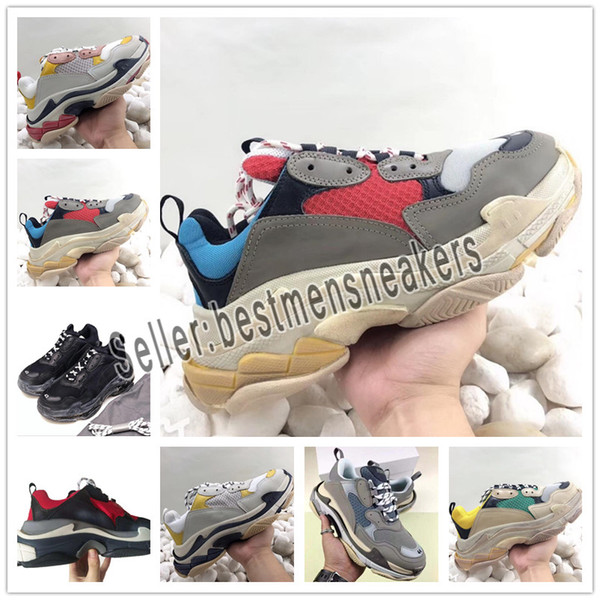 2019 New Unveils New Triple-S 17FW Casual Shoe Man Woman High Quality Mixed Colors Thick Heel Grandpa Casual Shoes size 36-45
