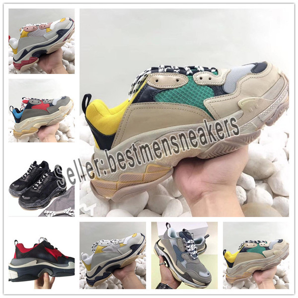 Men Women Casual Shoes Fashion Luxury Designer Sneakers Paris 17FW Triple-S Dad Shoe Embroidered Schuhe Thick Platform 8 Layer Sole