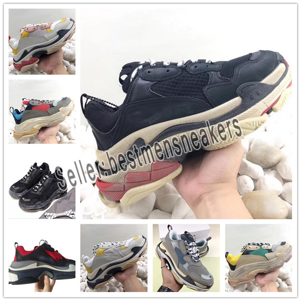 2019 Paris 17FW Triple-S Sneaker Luxury Designer Mens Womens Casual Shoes High Quality Mixed Colors Thick Heel Grand Size 36-45