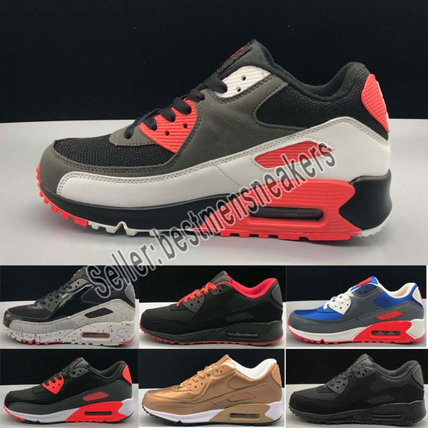 High Quality 2019 Air Cushion 90 Casual Running Shoes Cheap Black White Red 90 Men Women Sneakers Classic Air90 Trainer Outdoor Sports Shoe