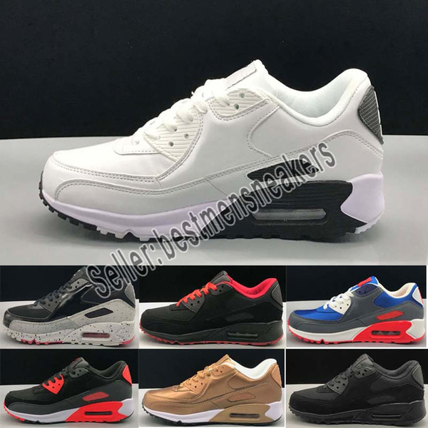 Mens Shoes classic 90 Men and woman Shoes Black Red White Trainer Air Cushion Surface Breathable Casual Shoes 36-45
