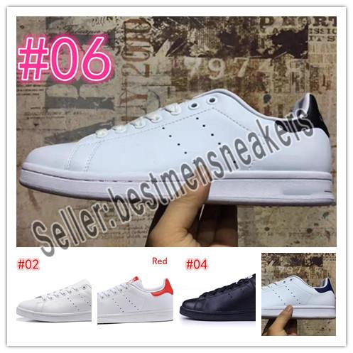 2019 New Designer Smith Shoes Flats Women Mens Leather Casual Shoes Zebra Flower Triple White Black Stan Skateboard Sports Sneakers 36-45