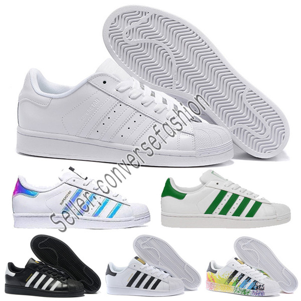 2019 Super Star White Hologram Iridescent Junior Superstars 80s Pride Womens Mens Trainers Superstar Casual Shoes Size 36-45