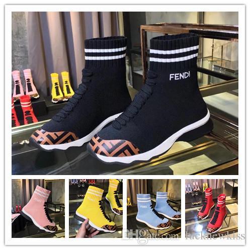 2019 New Luxury Brand Designer FF Shoes Speed Trainer Black Mr Porter Triple Black Flat Fashion Socks Boots Sneaker Speed Trainer Runner